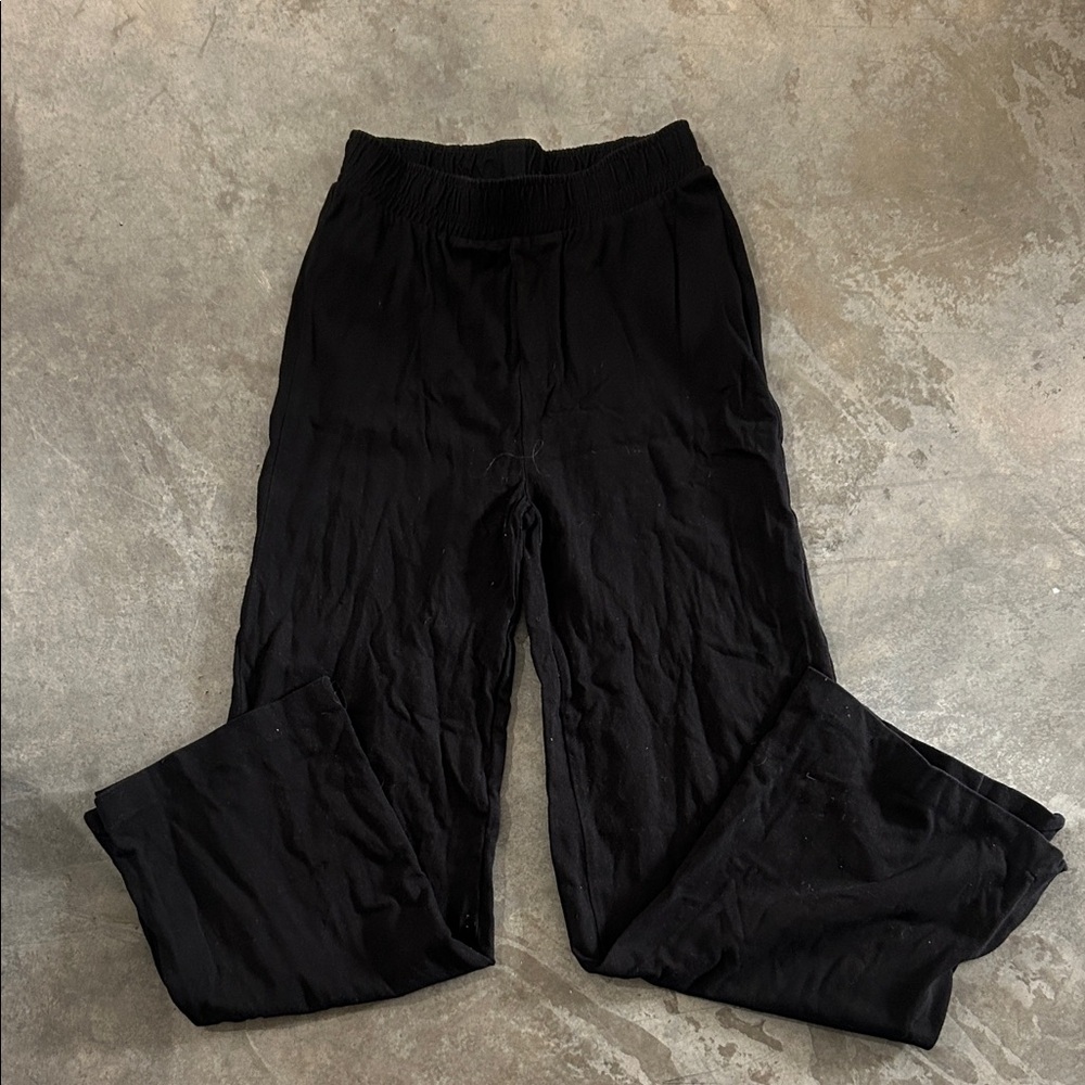 Black Wide Leg Elastic Waist Pants